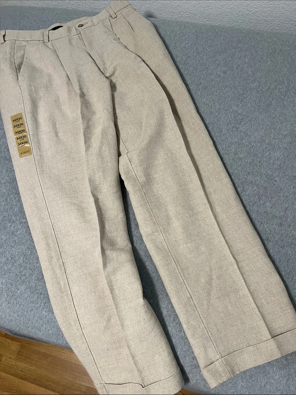 Dockers Irish Linen Pants Mens 34 Relaxed Pleated Cuffed